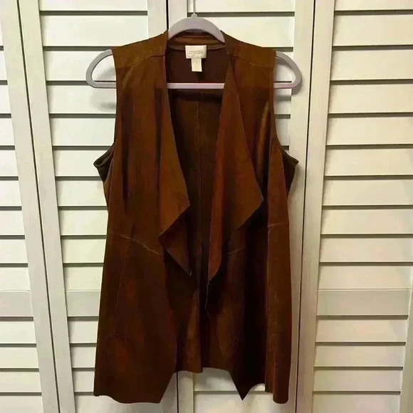 Chico’s Faux Suede Draped Vest - Size 1 (Women’s Size 8) - Picture 1 of 4